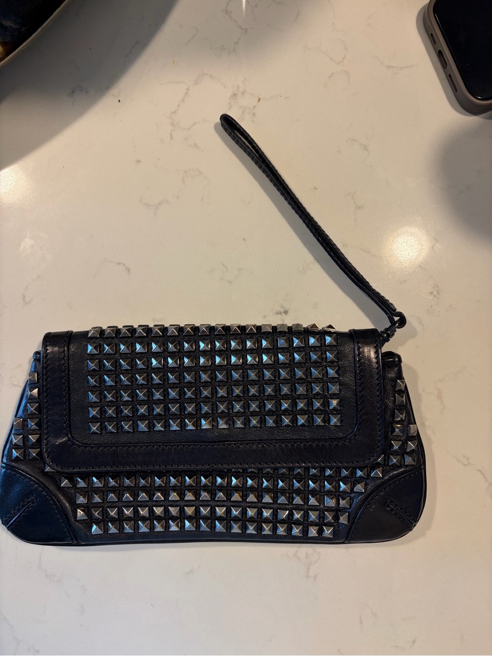 Burberry Black Studded Leather Wristlet Clutch - Women